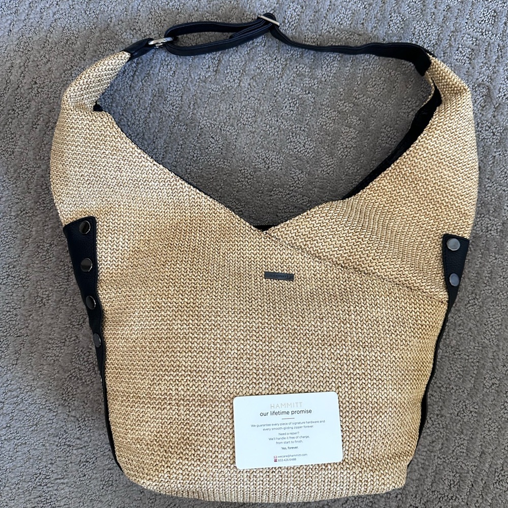 Hammitt Natural Straw Hobo with Black Leather Trim - Picture 12 of 15